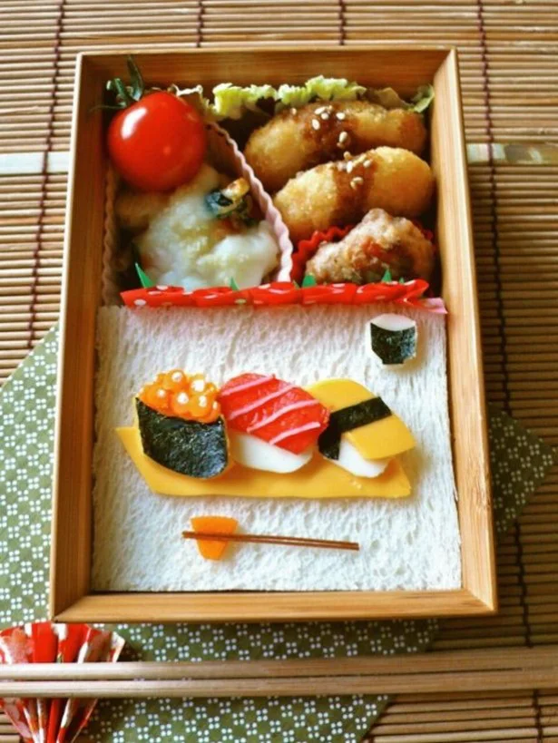 【キャラ弁】ふたを開けてギャフン!?サンドイッチだけどお寿司なんです弁当