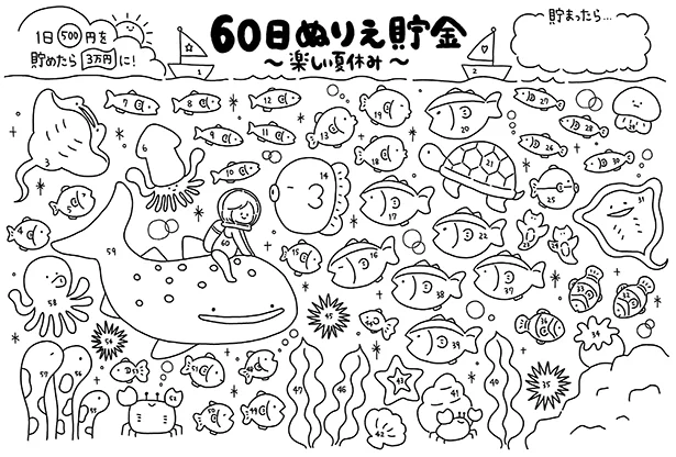 ぬりえで貯金 話題の貯蓄テク 最新ポイ活も 夏休みまでに３万円貯める方法 2ページ目 レタスクラブ