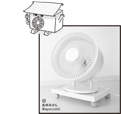 風を当てたい場所に気軽に移動でき、掃除のたびに持ち上げるストレスもなくなります。