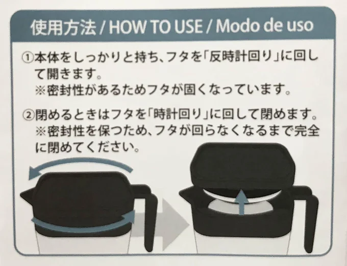 ふたの開閉はややかため。しっかり閉める!のがポイント