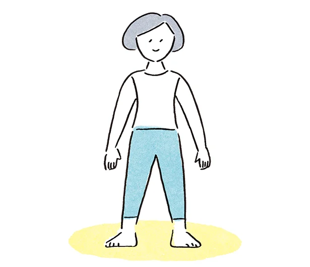 1.足を肩幅に開き、楽な姿勢で立つ