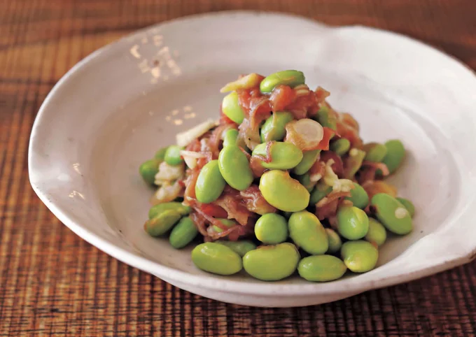 梅肉とみょうがで爽やか！「枝豆の梅肉あえ」