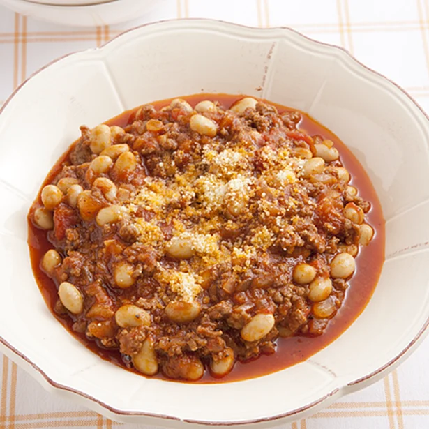 【画像を見る】しっかり味だからおつまみにも◎「大豆のトマト煮 チリコンカーン風」