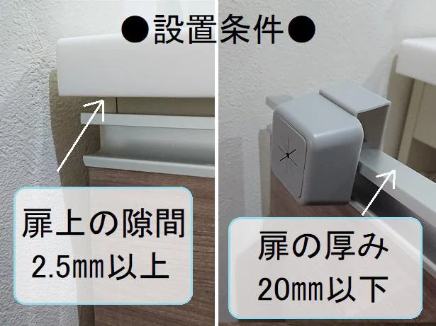 扉の厚みと上部の空間に注意