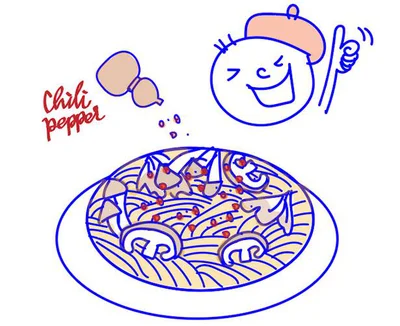 5分でパパっと！「レンジで3種きのこのガリバタ和風パスタ」　ゆりか画伯のお絵描きレシピ（3）