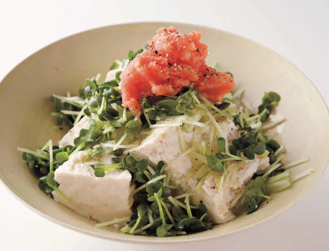 明太子をほぐすのもまな板ナシで!「明太豆腐」