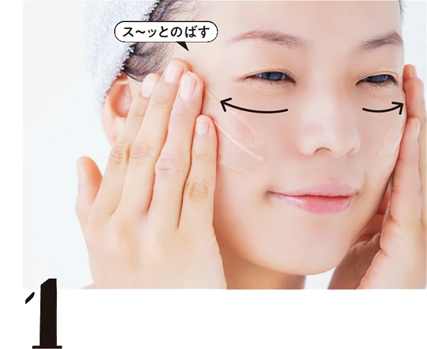1▷クレンジング料は内から外へ塗り広げるだけでOK!