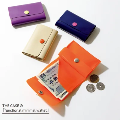 THE CASEの「functional minimal wallet」縦6×横9cm（折り畳み時） 各￥2,700／ THE CASE