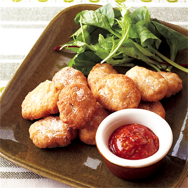 とりひき肉で作るナゲットがもっちりしてておいしい！ お弁当やおやつにも◎