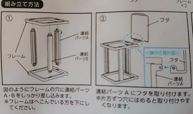 連結パーツは2種類あるので、間違わないように注意