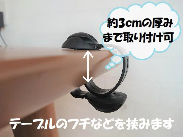 厚みが約3cmまでの部分に取り付け可