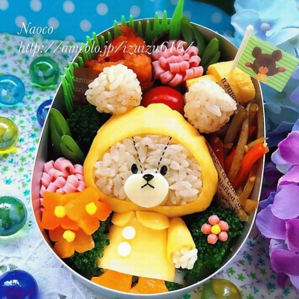 【キャラ弁】レインコートを着た「ジャッキー弁当」で雨の日も楽しく！