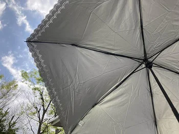 【画像を見る】傘の縁のヒートカット部分から日が透けてキレイ♪