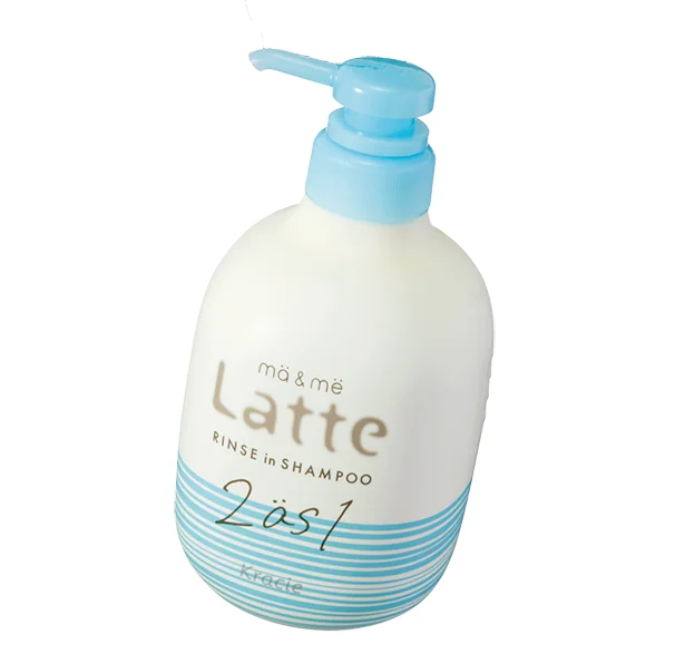 親子で使えて、体も顔もOK▷マー&ミー ラッテ リンスインシャンプー 490ml ¥880(編集部調べ)/クラシエホームプロダクツ