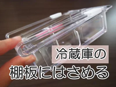 冷蔵庫の棚板にはさんで使うことができるんです！