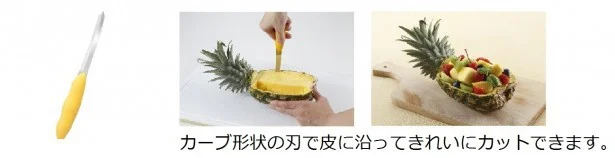 【写真を見る】パイナップル用のナイフを使えば、皮もキレイに残るのでそのまま華やかな器にすることが可能！