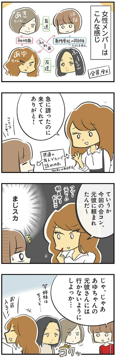 今回の合コン元彼に頼まれたんだ～