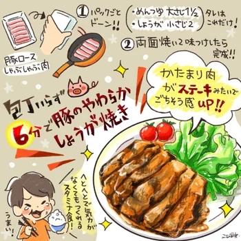 6分で豚のやわらかしょうが焼き