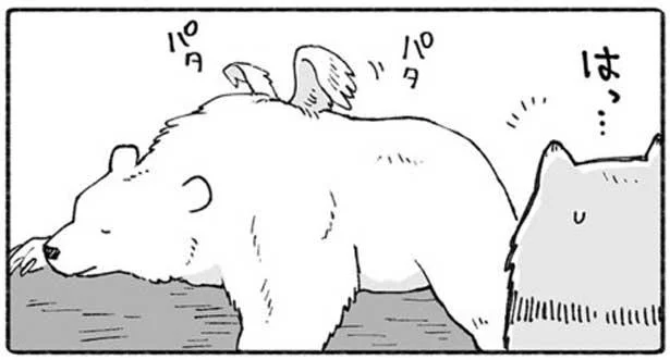 空を飛ぶ夢を見たたぬき。目覚めるとクマの背中に翼が…?!／クマとたぬき（9）