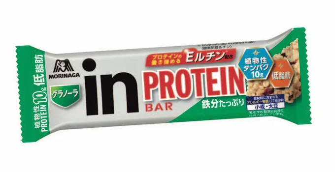 低脂質だから罪悪感ゼロで食べられる。inバー プロテイン グラノーラ 1本 ¥184/森永製菓