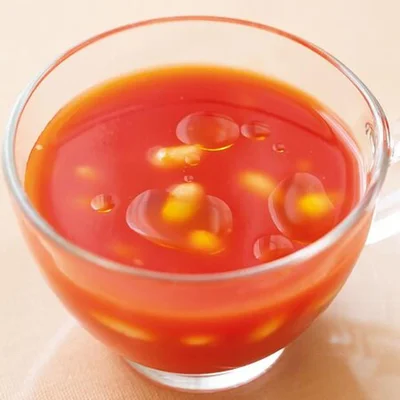 「蒸し大豆の冷製トマトスープ」