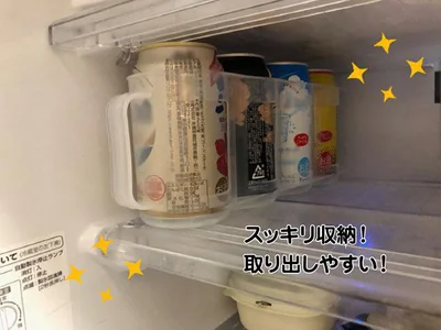 缶ストッカーならきっちりスッキリ！取っ手付きなので取り出しやすさも抜群です。