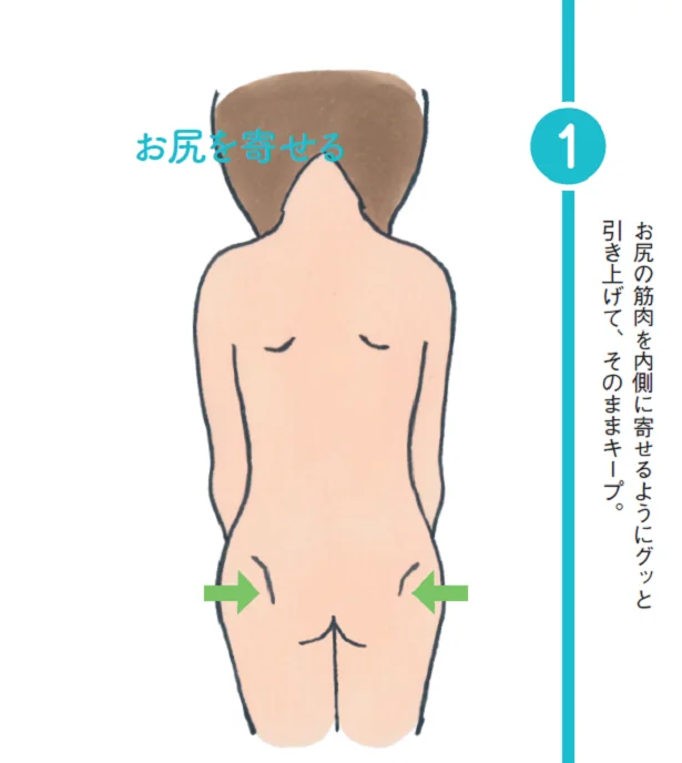 お尻の筋肉を内側に寄せるように