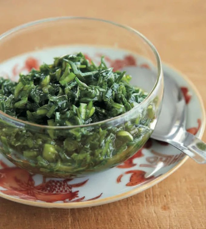 【画像】香味野菜とごま油で香り豊か「中華風にらだれ」