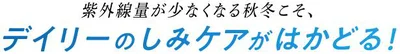 紫外線が少なくなる秋冬こそ、デイリーのしみケアがはかどる！