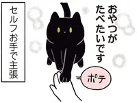 「お手」でひかえめに希望を伝えてくる猫／黒猫ろんと暮らしたら（4）