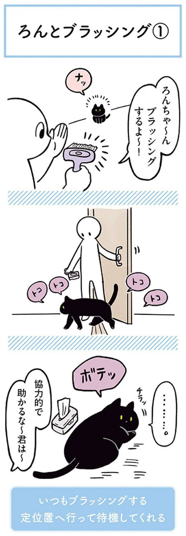 ブラッシングに協力的なねこ／黒猫ろんと暮らしたら2（14） - レタスクラブ