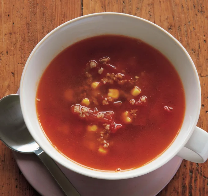 【画像】スープのうまみ出しにひき肉が使える！「そぼろトマトスープ」
