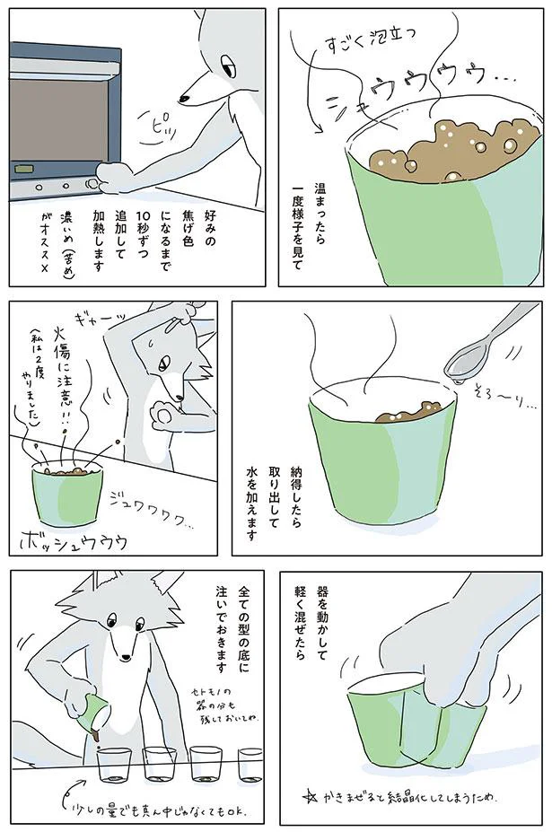 全ての型の底に注いでおきます