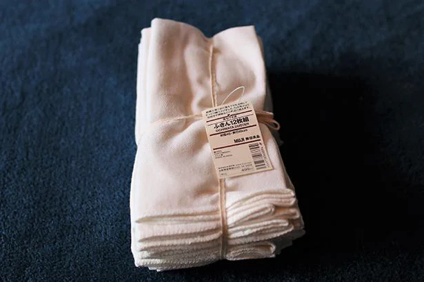 【画像】紡績工場で出た落ちワタを使用した布巾。