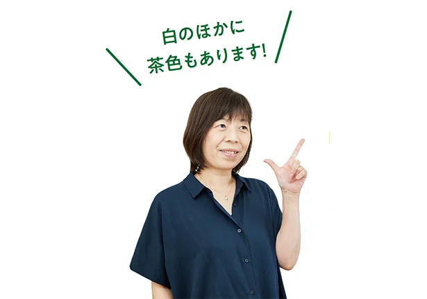 「白のほかに茶色もあります!」