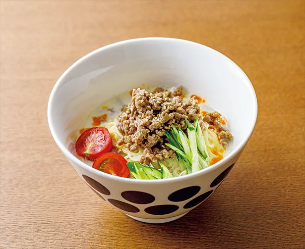 【1人分=約180円】冷やし豆乳担々麺は大人は仕上げにラー油をかけても◎