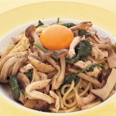 「カルボ風きのこパスタ」