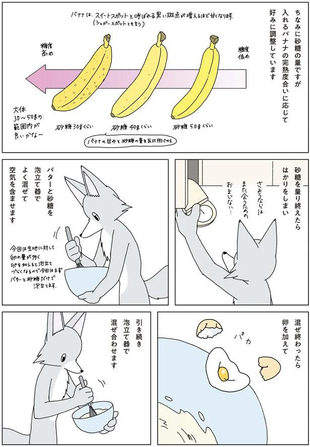 バナナの完熟度に応じて