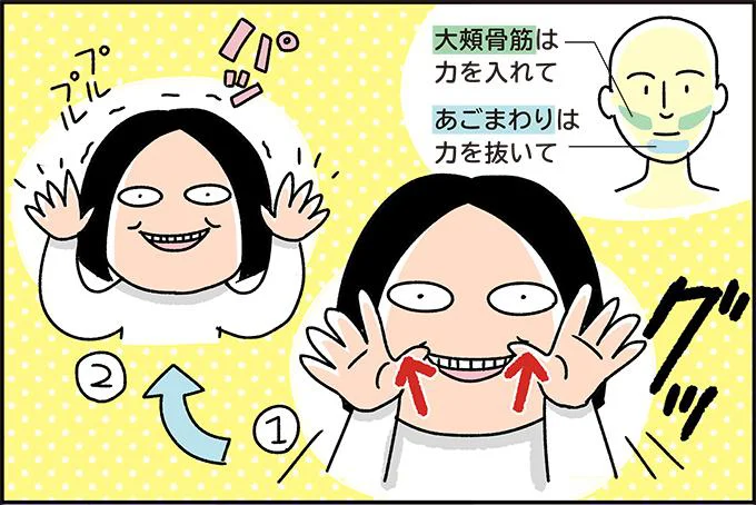 垂れたほおを引き上げる「ほおのVトレ」