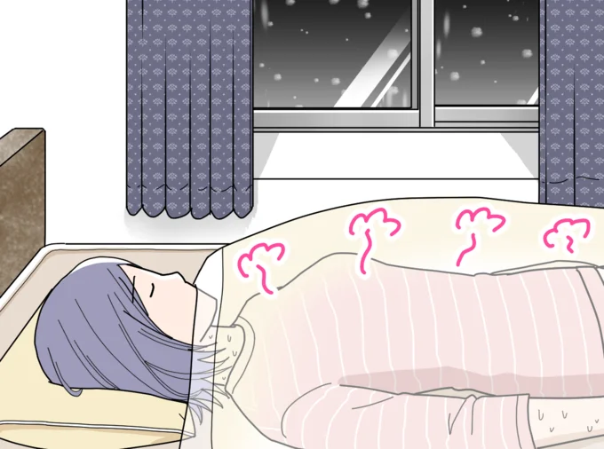 睡眠中も体温を下げるために汗をかいています