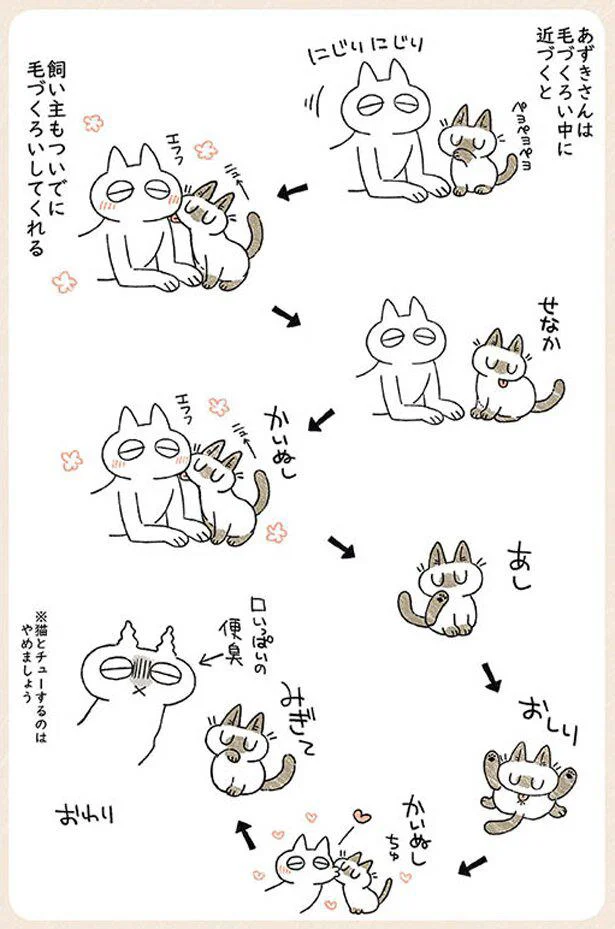 飼い主もついでに毛づくろいしてくれる