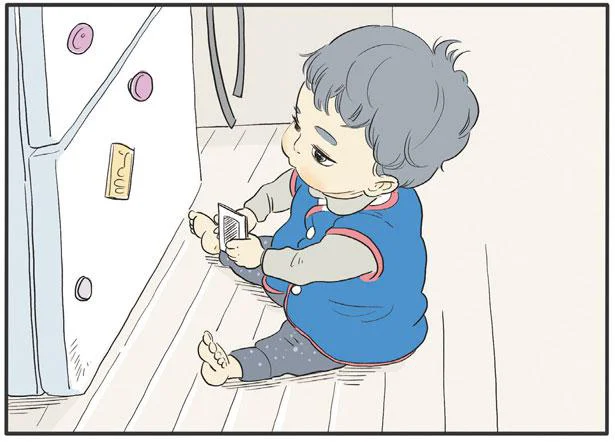 洗い物の傍らでちょこんとお座り。末っ子長女と私だけの時間／いってらっしゃいのその後で（1）