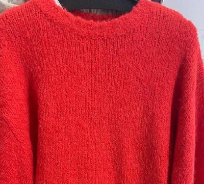  実際の衣装。赤いセーターのもふもふ度に注目です！