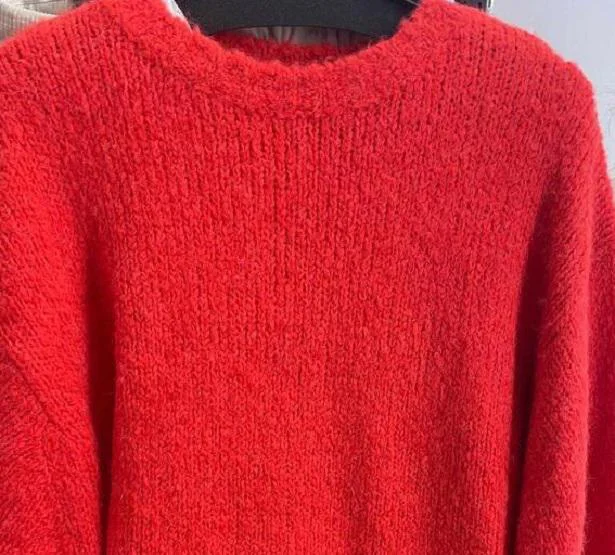  実際の衣装。赤いセーターのもふもふ度に注目です！