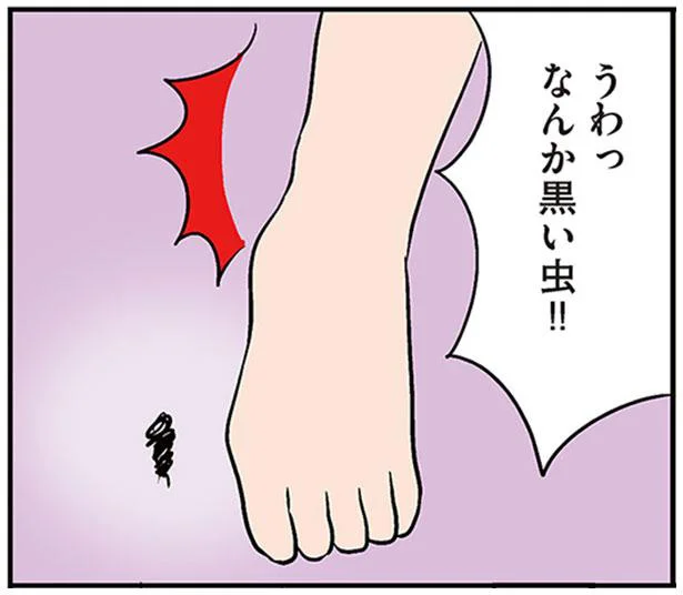 うわっ　なんか黒い虫！！