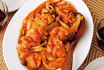 とり肉ときのこのドミソース煮