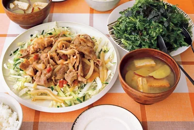 「豚肉の梅しょうが焼き」の献立