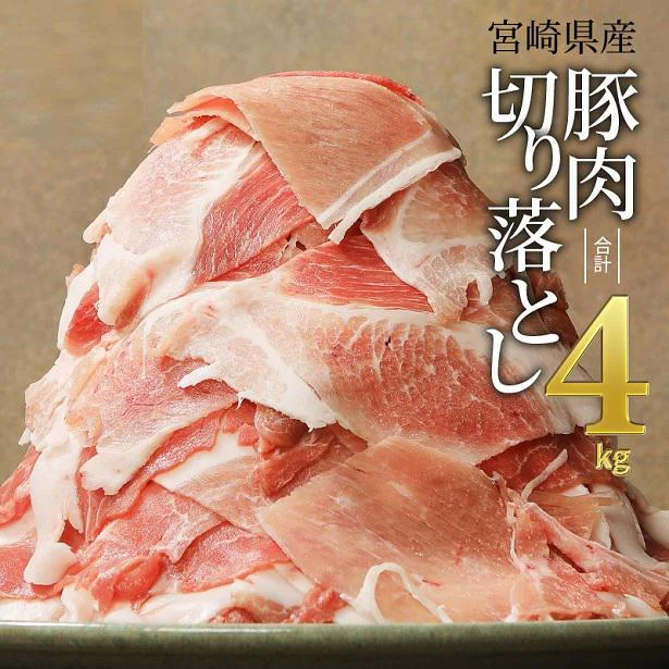 【宮崎県宮崎市】豚肉 宮崎県産 切り落とし4kg（豚肉 冷凍500g×8パック 合計4kg）10000円