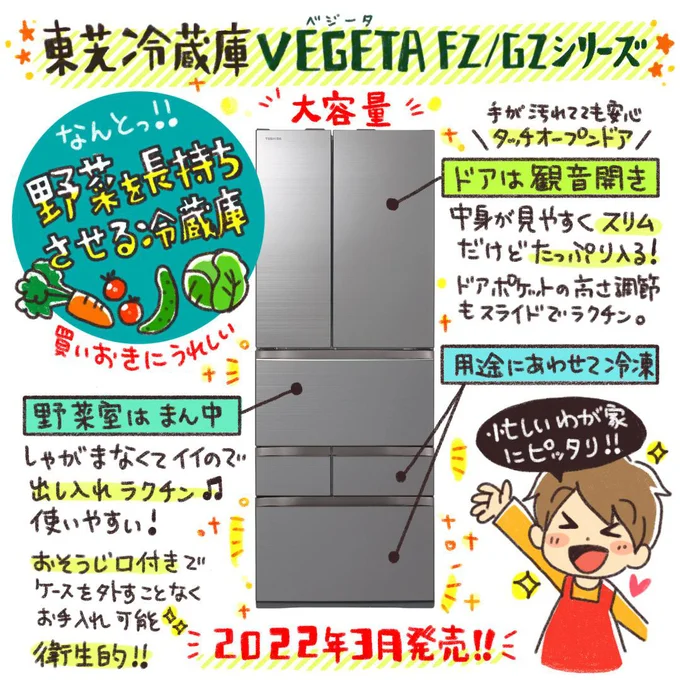 野菜を長持ちさせる! 東芝の冷凍冷蔵庫「VEGETA FZ/GZシリーズ」