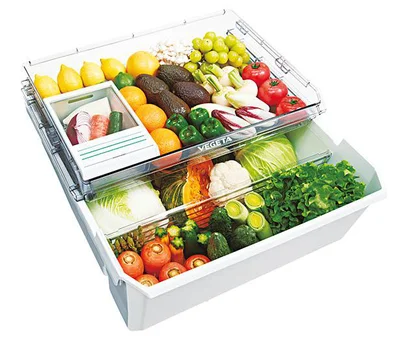 大容量の野菜室上段に新搭載された「使い切り野菜BOX」